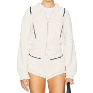 Asta Resort Cara Knitted Jacket in Champagne Melange & Black